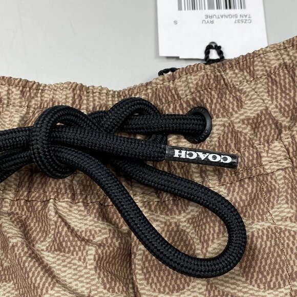 Coach Signature Logo Swim Shorts • Size S • Tan • Mesh-Lined Trunks - Picture 8 of 9